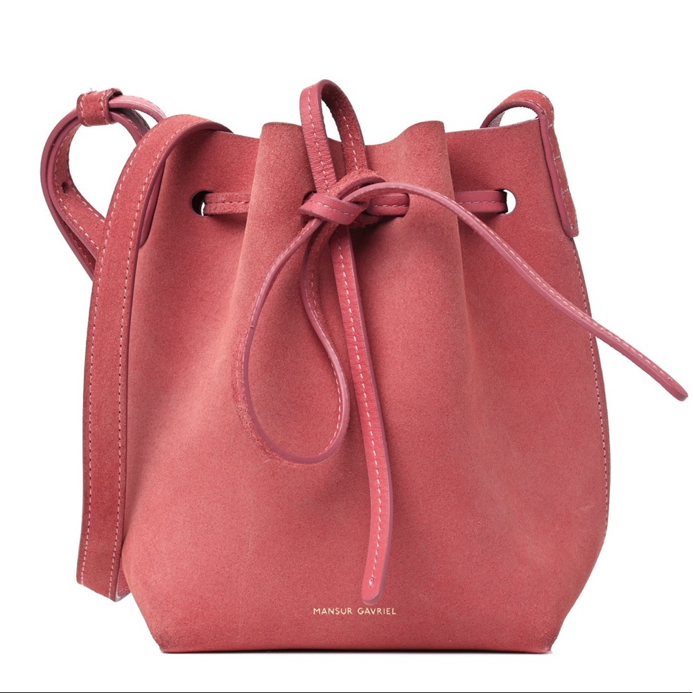 Mansur Gavriel Large pink suede bucket bag